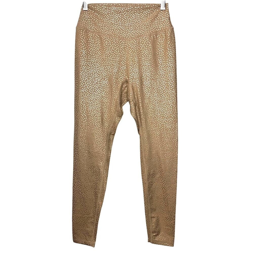 Buffbunny Collection Nude/Gold Foil dot High Waist Workout  Leggings Women's  M
